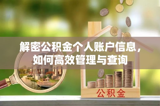 晴隆解密公积金个人账户信息，如何高效管理与查询